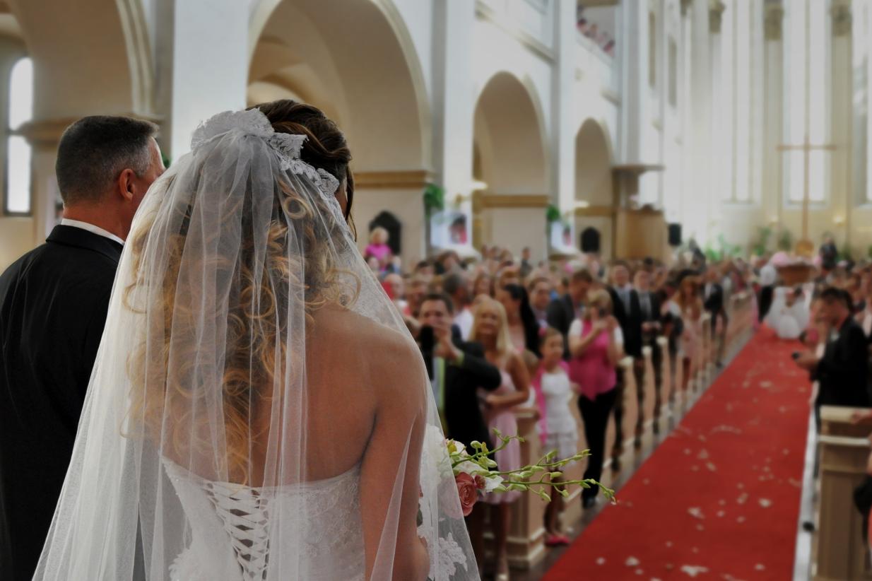 Wedding Processional in a Church walking down the Aisle