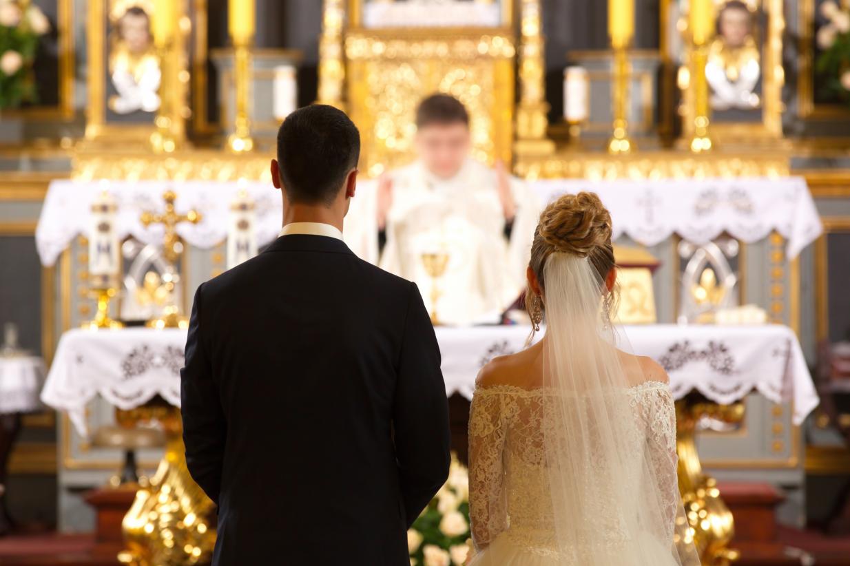 Cultural Wedding Traditional Ceremony bride and groom at the altar