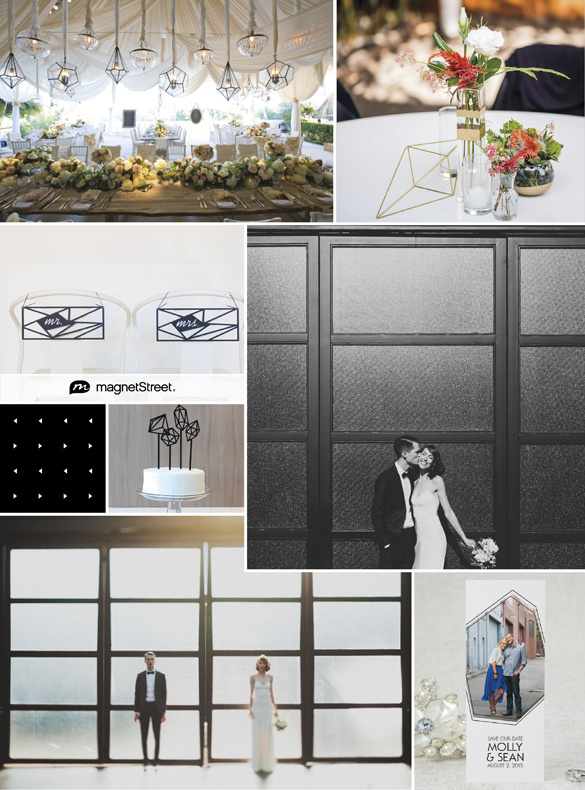Modern geometric wedding inspiration and photo Save the Date 