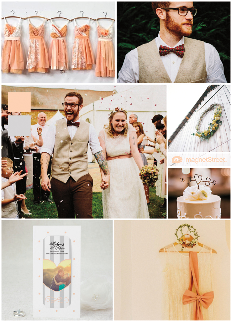 Peach Wedding Ideas and Whimsical Save the Date Magnet