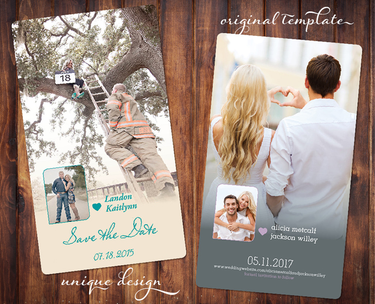 Snapshot Sweetness Unique Save the Dates before & after design