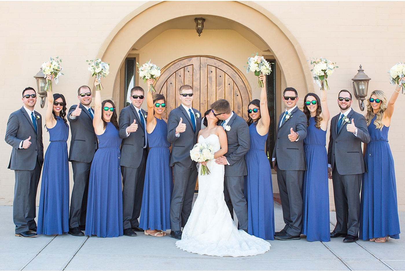 blue and peach wedding in Arizona
