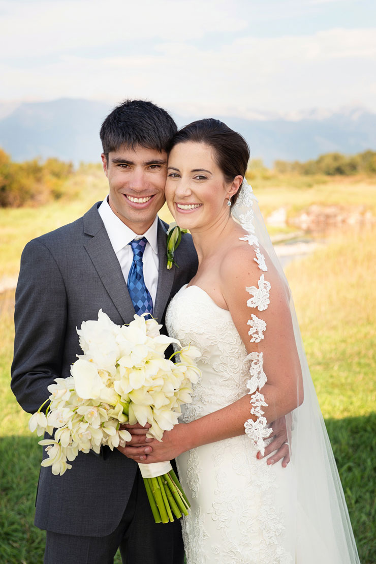 Bride and Groom in Montana ranch wedding