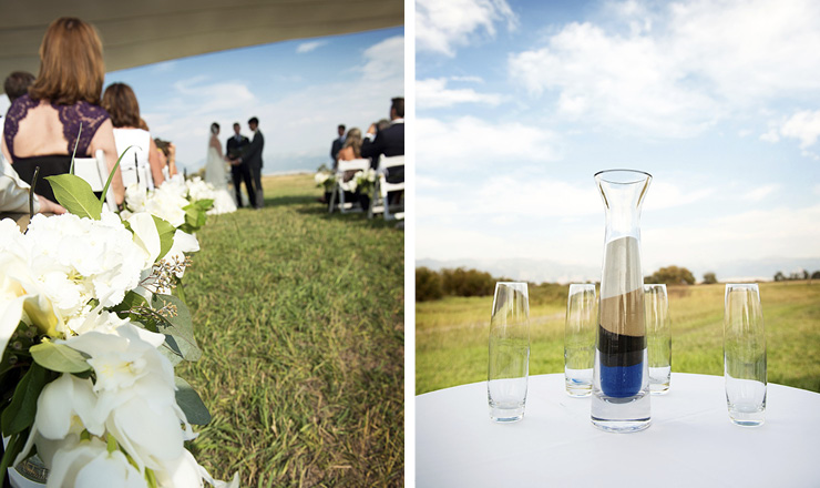 Sand ceremony in family ranch wedding