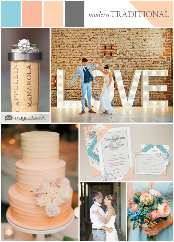 Modern Traditional Wedding Invitation and Color Palette