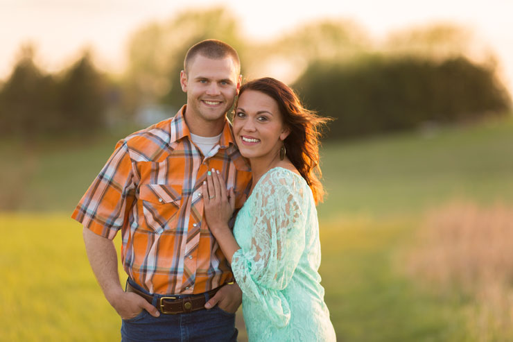 Sunset on a couple in beautiful engagement session and photo shoot