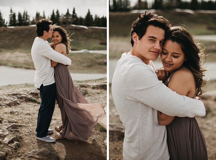 Monochromatic Engagement Shoot On Snowcapped Mountains