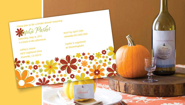 whimsical fall shower wedding invitation