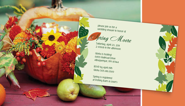 multi-colored, fall wedding invitation 