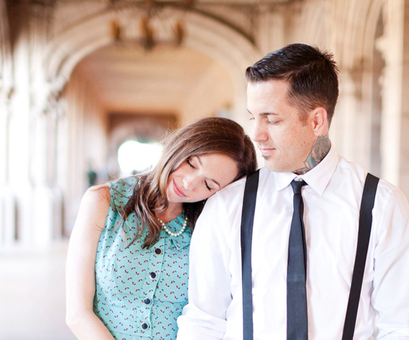 vintage travel themed engagement photos by Lauren Alisse Photography