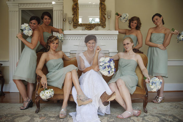 Bridal party in southern wedding 