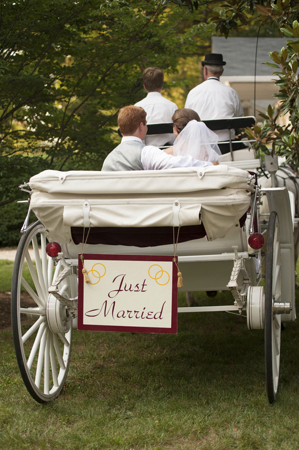Horse carriage at southern wedding