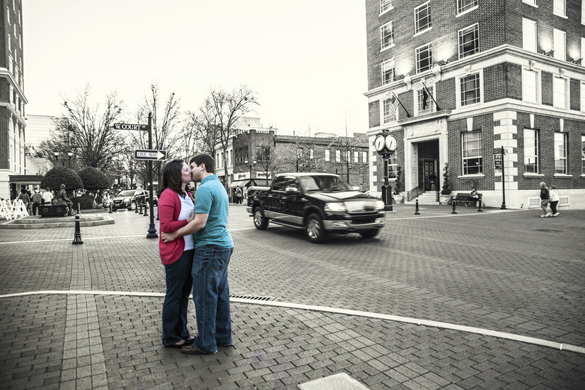 historic downtown Greenville, SC engagement session