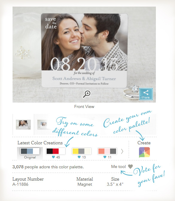 Discover wedding color combinations on wedding stationery at MagnetStreet