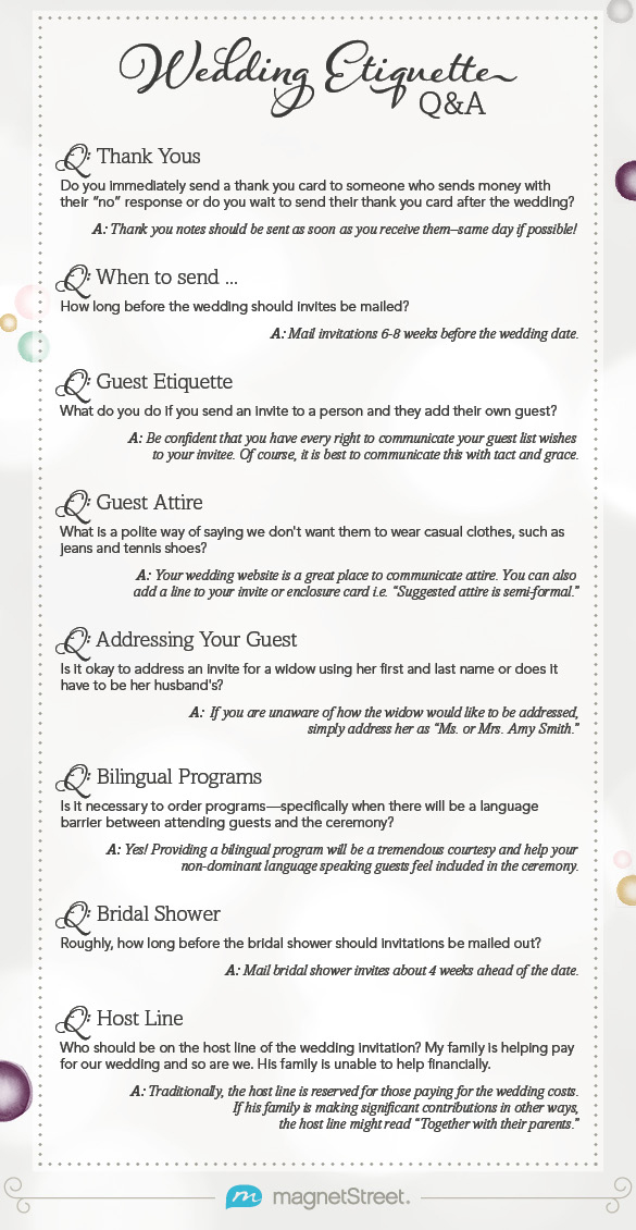 Wedding Etiquette Q and A