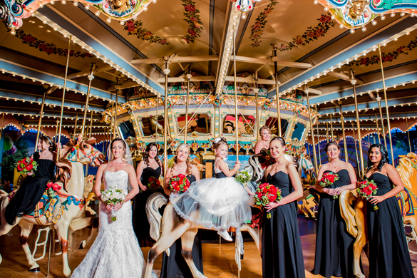 carousel and wedding party at the Please Touch Museum