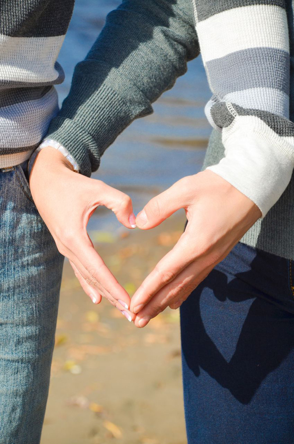 heart shape with hands engagement photo