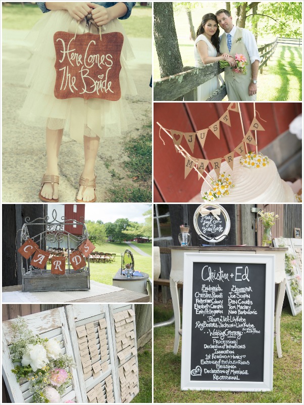 Creative DIY signs in country farm wedding 