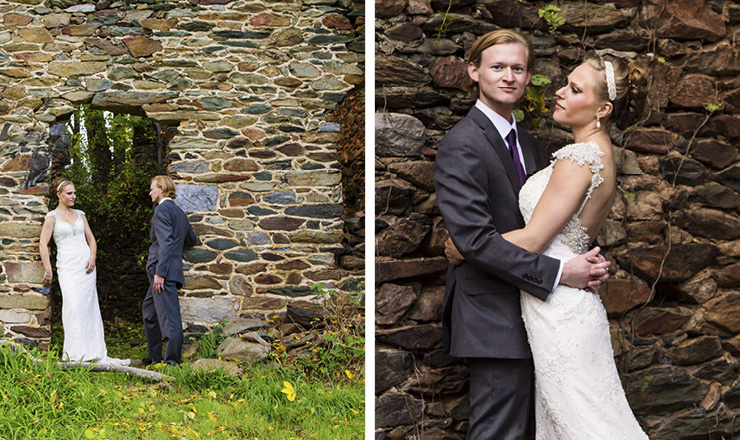 Bride and Groom with classic car