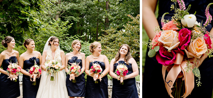 Southern wedding with bridesmaids in navy blue