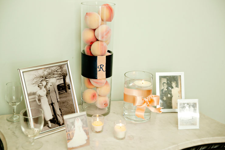 Peach-themed Southern wedding decor