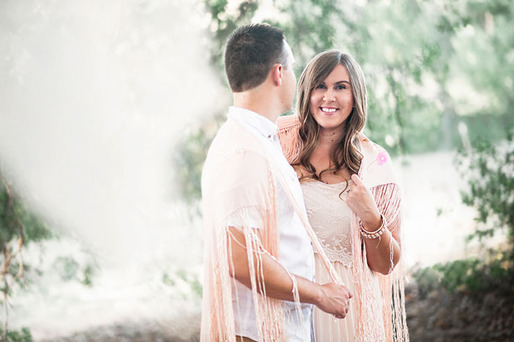Boho bride in outdoor rustic engagement session