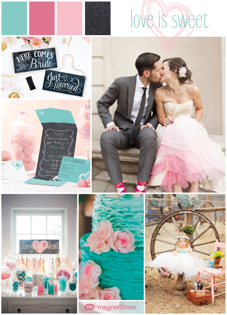 Teal and Pink Wedding Ideas and Inspiration {+ free wedding invitation sample}