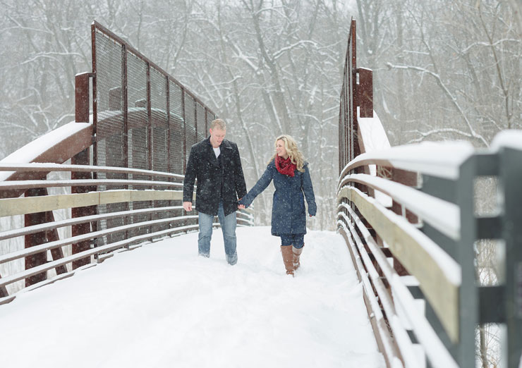Snowy winter engagement shoot from Amy Aiello Photography