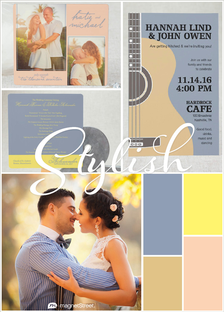 Peach and Blue Wedding Color Palette With Sunny Accents
