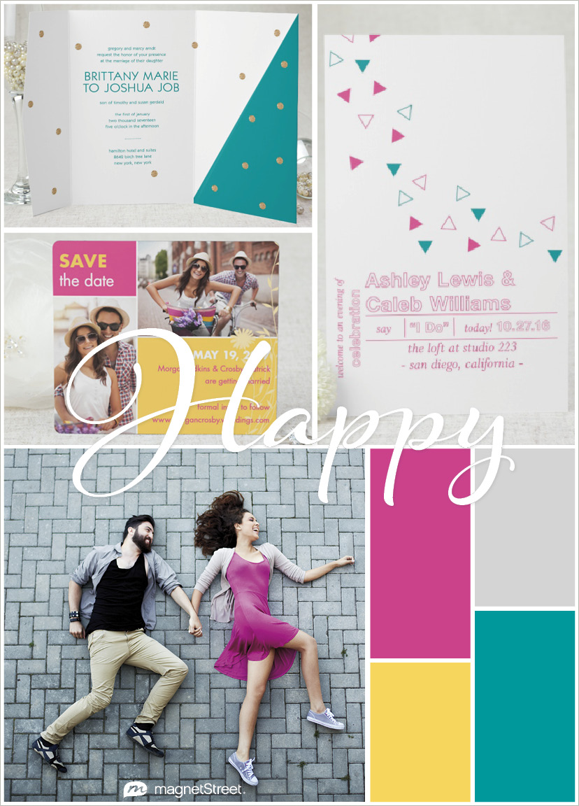 Happy and bright wedding colors