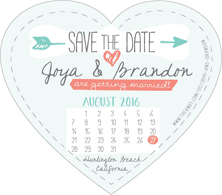 Joya and Brandon's Heart Shaped Save the Date Magnet