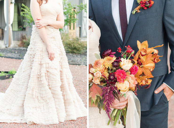 A Whimsical Autumn Green and Coral Wedding Shoot