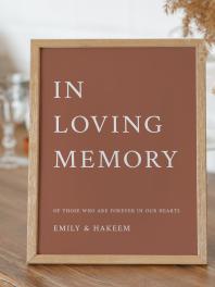 Loving Memory Wedding Sign on thin side table