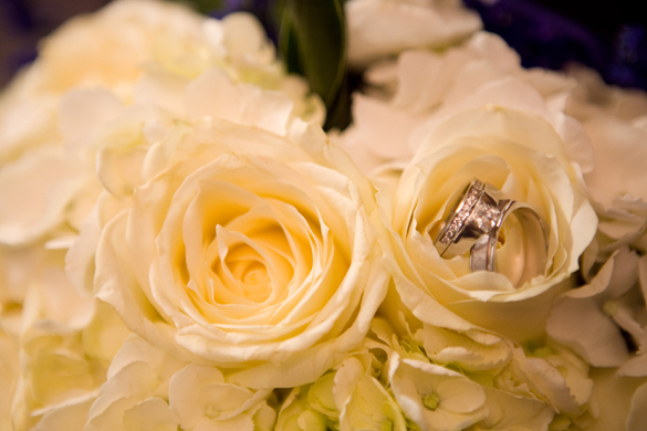 Wedding rings in flowers