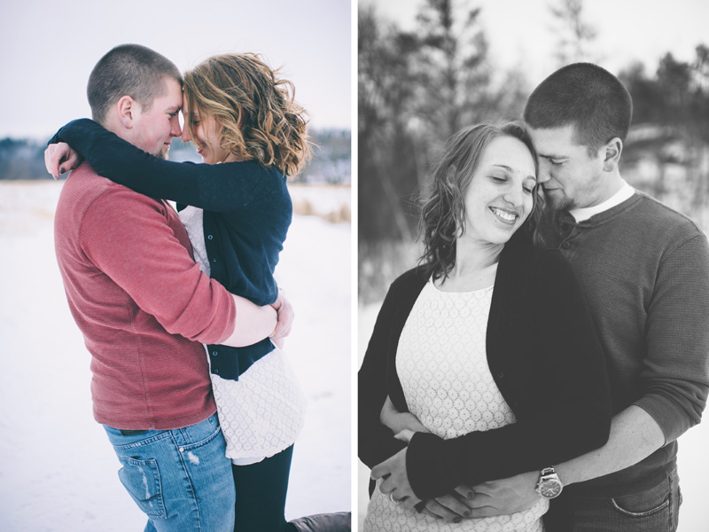 winter engagement photos in the snow