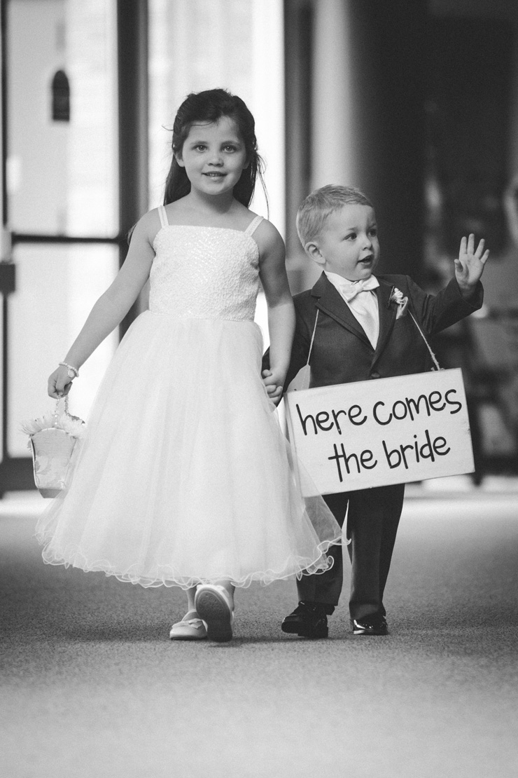 flower girl and ring bearer with diy sign