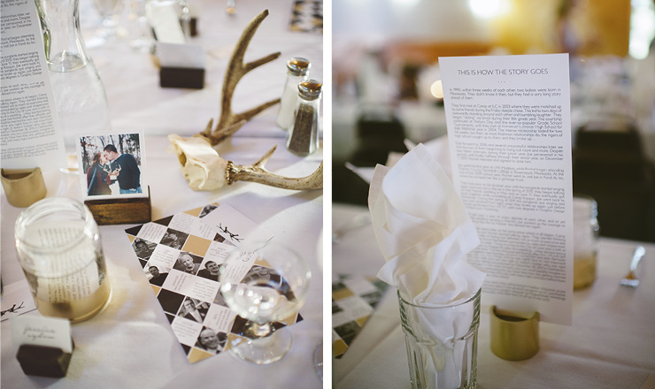 Wedding story + gold reception table decor