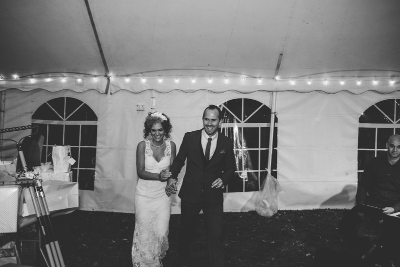 Bride and Groom in tent reception