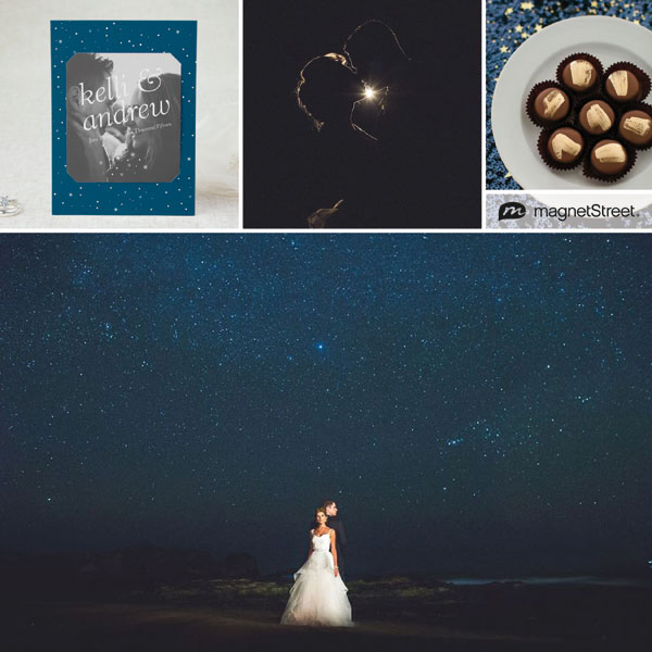 Evening wedding colors and inspiration for a beautiful event underneath the stars.