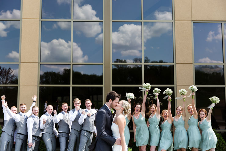 Rustic Minnesota wedding in gray, green and blue
