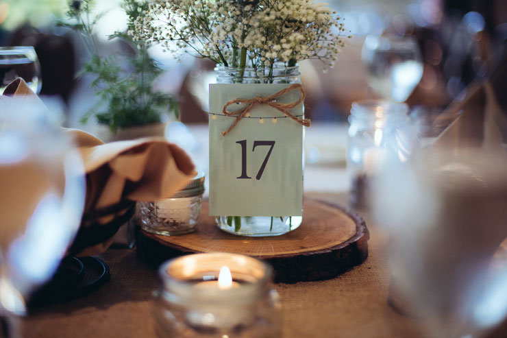 Custom Table Number Card for rustic Minnesota wedding