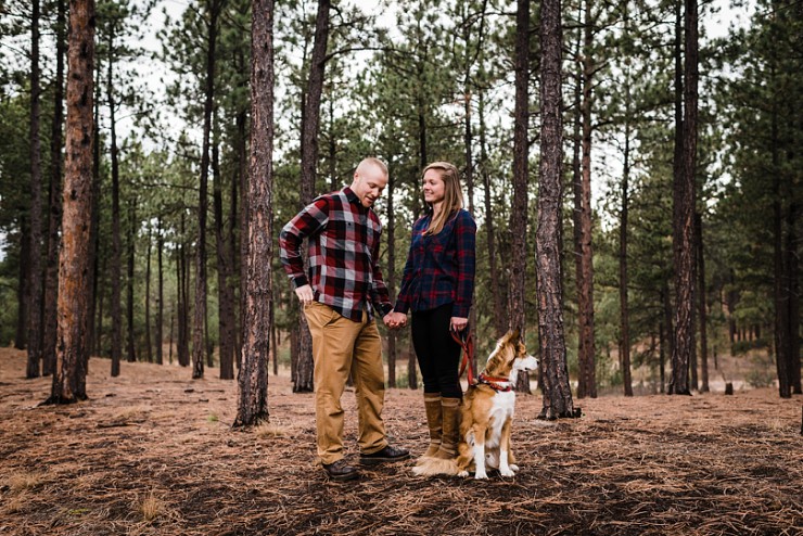 Rustic Surprise Proposal With An Adorable Puppy & Woodsy Scenery