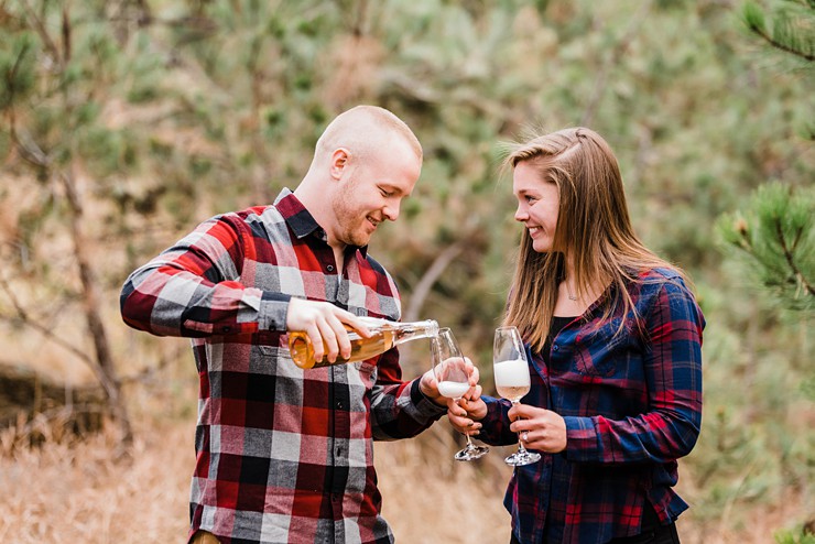 Rustic Surprise Proposal With An Adorable Puppy & Woodsy Scenery