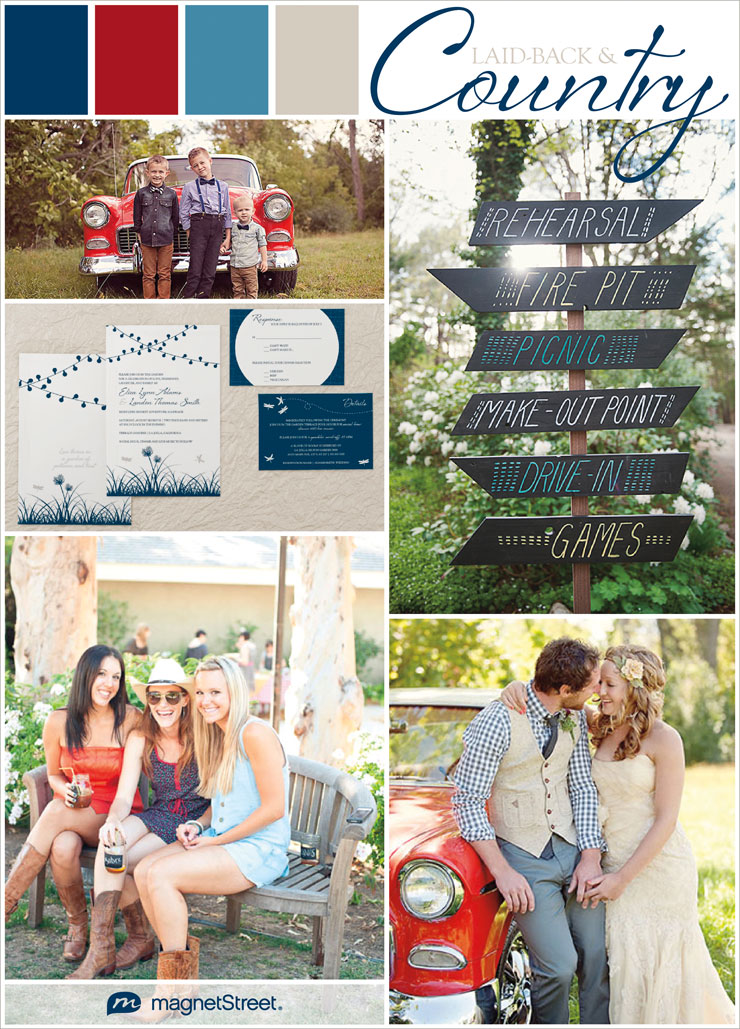 Navy, Strawberry, Monaco and Sugar: Labor Day wedding colors and inspiration.  