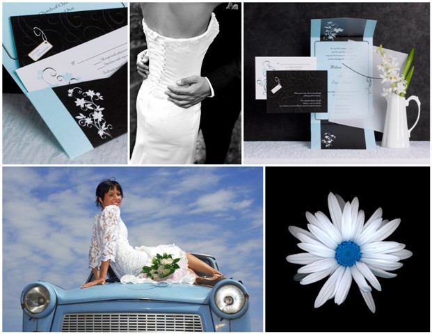 blue black and white inspiration board