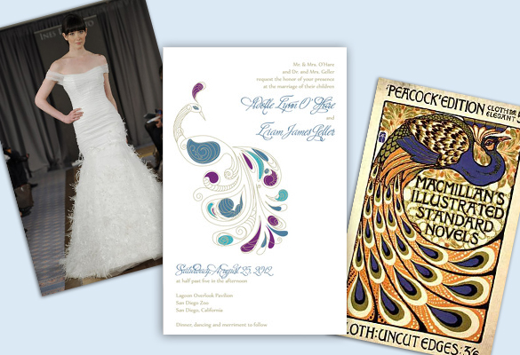peacock wedding invitation