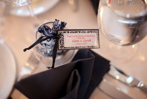 black  white and red wedding favors