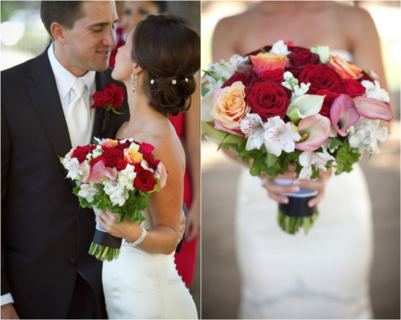 black, white and red theme wedding