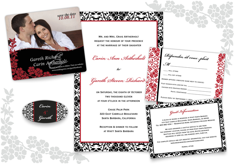 save the date magnet and wedding invitation suite