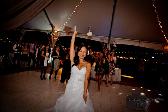 San Diego Bayfront wedding bouquet toss